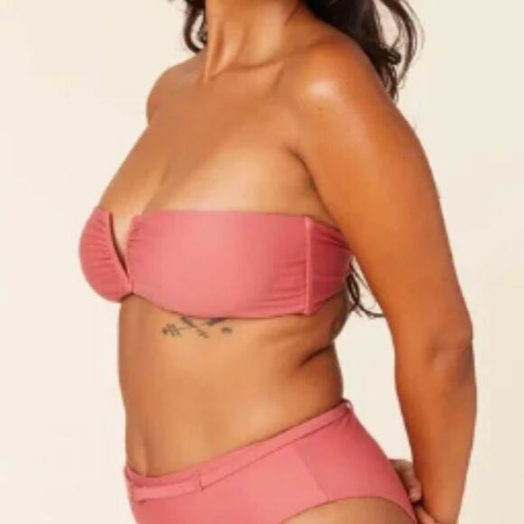 Andie Swim Bikini Top Size S Punch Pink The Scala Bandeau Pool Beach Resortwear - Picture 7 of 7